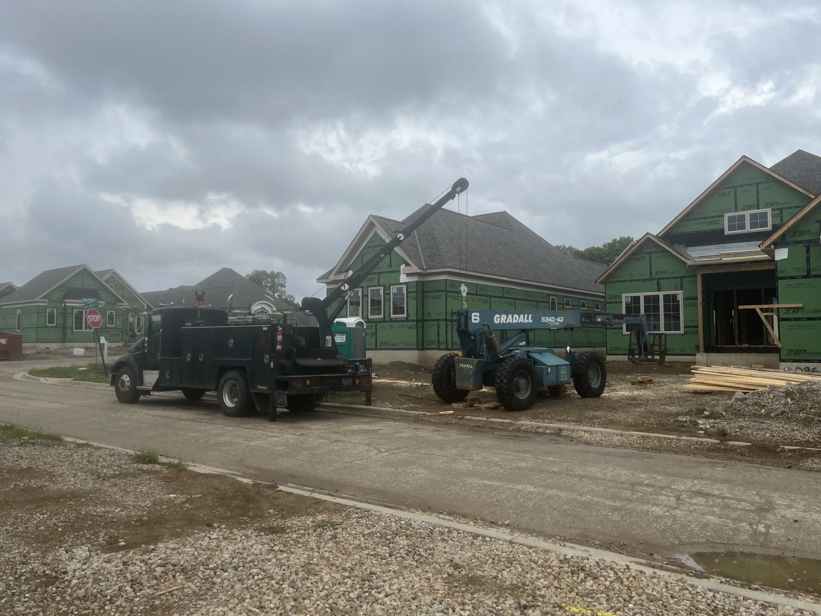 On-highway service truck at job site